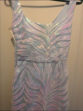 B. Smart Iridescent Sequin Embellished Light Blue Dress